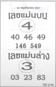 เลขแม่นบนแม่นล่าง 16/11/67