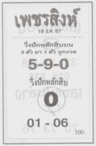 หวยเพชรสิงห์ 16/12/67