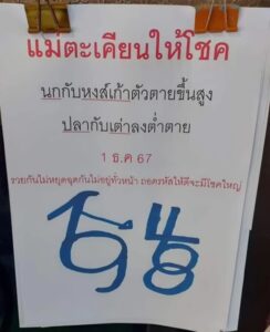 หวยแม่ตะเคียนทองให้โชค 1/12/67