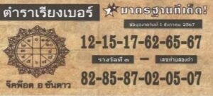 หวยตําราเรียงเบอร์ 1/12/67