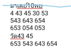 แนวทางหวยมาเลย์ 10/11/67 ชุดที่ 1