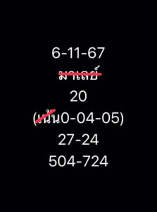 แนวทางหวยมาเลย์ 6/11/67 ชุดที่ 2