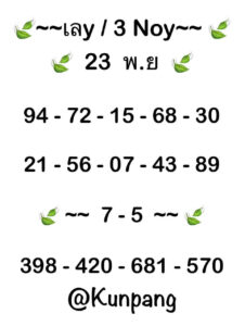 แนวทางหวยมาเลย์ 23/11/67 ชุดที่ 3