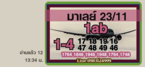 แนวทางหวยมาเลย์ 23/11/67 ชุดที่ 6