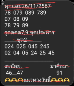 แนวทางหวยฮานอย 26/11/67 ชุดที่ 2