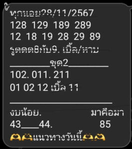 แนวทางหวยฮานอย 28/11/67 ชุดที่ 7