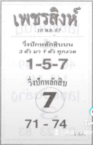 หวยเพชรสิงห์ 16/11/67