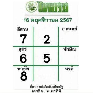 หวยไทยรัฐ 16/11/67