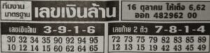 เลขเงินล้าน 16/11/67