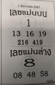 เลขแม่นบนแม่นล่าง 1/12/67