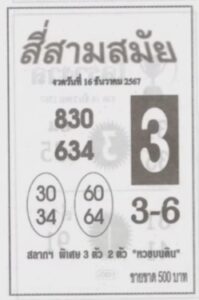 หวยสี่สามสมัย 16/12/67