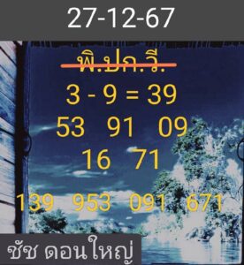 แนวทางหวยฮานอย 27/12/67 ชุดที่ 8