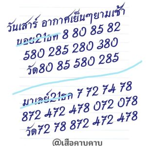 แนวทางหวยมาเลย์ 21/12/67 ชุดที่ 1