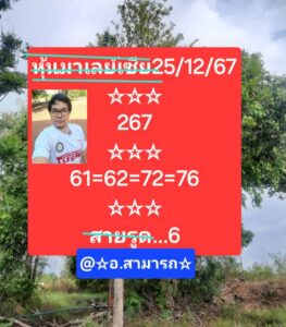 แนวทางหวยมาเลย์ 25/12/67 ชุดที่ 1