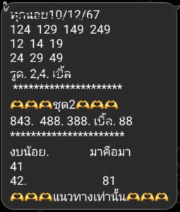 แนวทางหวยฮานอย 10/12/67 ชุดที่ 2