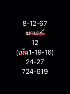 แนวทางหวยมาเลย์ 8/12/67 ชุดที่ 9