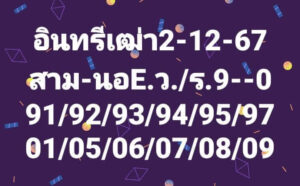 แนวทางหวยฮานอย 2/12/67 ชุดที่ 6