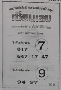 หวยเซียนเลข 1/2/68