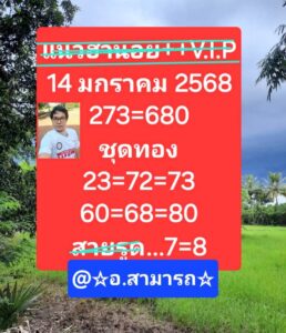 แนวทางหวยฮานอย 14/1/68 ชุดที่ 1