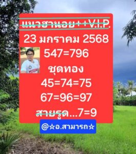 แนวทางหวยฮานอย 23/1/68 ชุดที่ 1