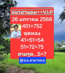 แนวทางหวยฮานอย 26/1/68 ชุดที่ 10