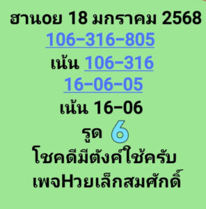 แนวทางหวยฮานอย 18/1/68 ชุดที่ 10