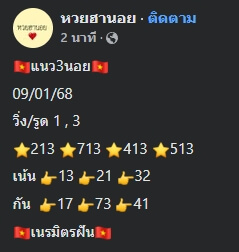 แนวทางหวยฮานอย 9/1/68 ชุดที่ 10