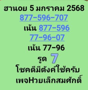 แนวทางหวยฮานอย 5/1/68 ชุดที่ 4