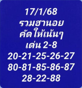 แนวทางหวยฮานอย 17/1/68 ชุดที่ 8