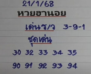 แนวทางหวยฮานอย 21/1/68 ชุดที่ 8