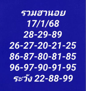 แนวทางหวยฮานอย 17/1/68 ชุดที่ 9