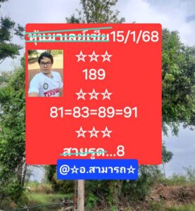 แนวทางหวยมาเลย์ 15/1/68 ชุดที่ 1