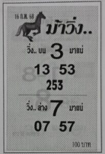 หวยม้าวิ่ง 16/2/68