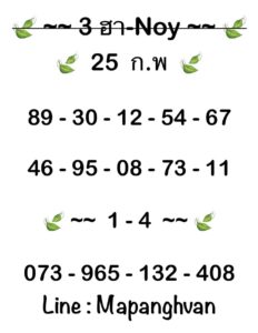 แนวทางหวยฮานอย 25/2/68 ชุดที่ 5