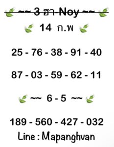 แนวทางหวยฮานอย 14/2/68 ชุดที่ 7