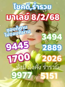 แนวทางหวยมาเลย์ 8/2/68 ชุดที่ 1