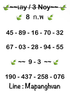 แนวทางหวยมาเลย์ 8/2/68 ชุดที่ 10