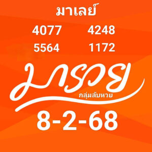 แนวทางหวยมาเลย์ 8/2/68 ชุดที่ 3